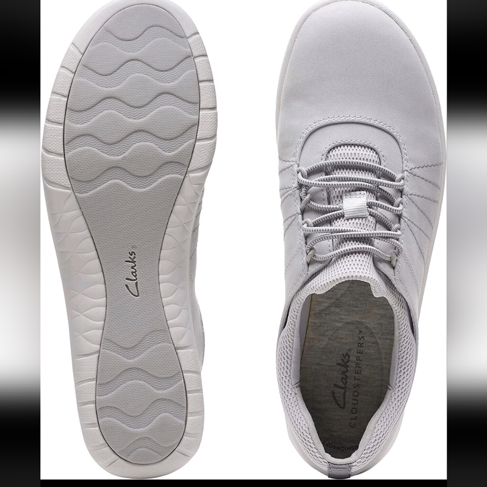 New Clarks Adella Stroll Oxford Stylish Gray Athletic Sneakers Tennis Shoes NIB - Picture 2 of 6